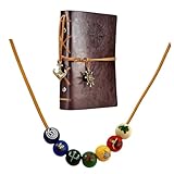 XHBTS Collar olímpico con cuentas de madera pintadas de colores y cordón de piel sintética marrón, Talla única, Madera, No es una piedra preciosa