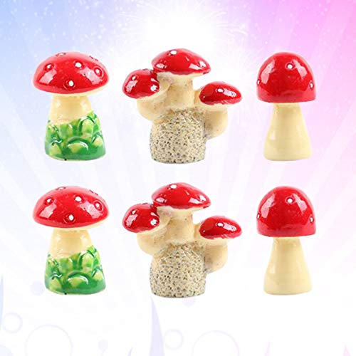 Yardwe 6 peças de ornamentos de cogumelos de resina artificial bonsai decoração de jardim ornamento de micro fadas jardim paisagem artesanato para pÔtio jardim casa 4 Yardwe 6 peças de ornamentos de cogumelos de resina artificial bonsai decoração de jardim ornamento de micro fadas jardim paisagem artesanato para pÔtio jardim casa - Imagem 4