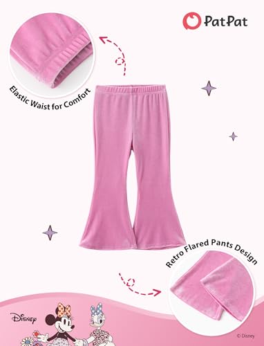 Image of Disney Frozen Princess Minnie Stitch Girl Clothes Long Sleeve Knot Front Sweatshirt Flare Pants Fall 2 Piece Outfit 2-9Y