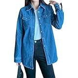 Cette surchemise en jean pour femme est dotée d'une fermeture boutonnée sur le devant et de manches longues, alliant le style d'une veste en jean à la décontraction d'une chemise pour un usage quotidien.