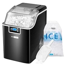 VIVOHOME Nugget Ice Maker Countertop, Portable Pebble Ice Maker Machine with 44lbs/Day, Soft Chewable Pellet Ice Machine with Self-Cleaning, Scoop, 10 Ice Bags, for Home Kitchen, Party, RV, Camping