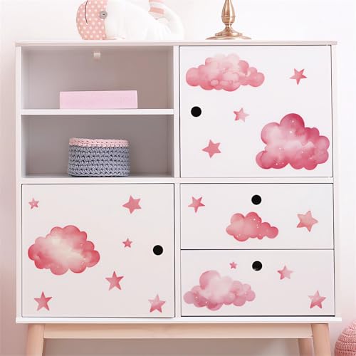 2 Láminas Vinilos Decorativos Nubes y Estrellas Rosas miniatura 3