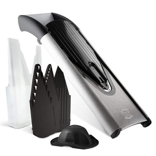 Borner-V6-ExclusiveLine-Mandoline-Starter-Set-7-pcs--Vegetable-Slicer-V-Slicer-Inserts-Safety-Guard--3-Cutting-Thicknesses-2-Knife-Inserts--Kitchen-Slicer-Set-black