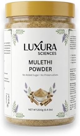 Luxura Sciences Pure Mulethi (Licorice) Powder – Natural Skin Brightening & Tan Removal Face Pack | Herbal & Chemical-Free (Mulethi, 200g)