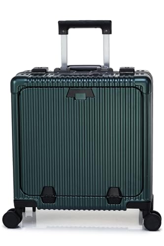 Image of Verage Luxe Celeste Pro Overnighter 48 cms Cabin Luggage Carry On Polycarbonate 8 Wheel Suitcase Laptop Trolley (Green)