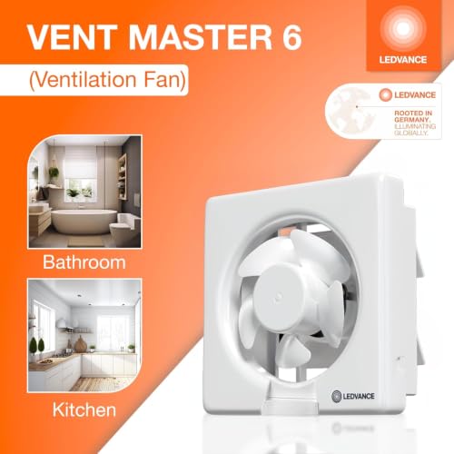 Image of LEDVANCE Exhaust Fan | Suitable for Kitchen, Bathroom & Offices | Silent Operation | Low Power Consumption | Automatic Shutter Louvers | High-Efficiency Motor | 2 Year Warranty (150 mm)
