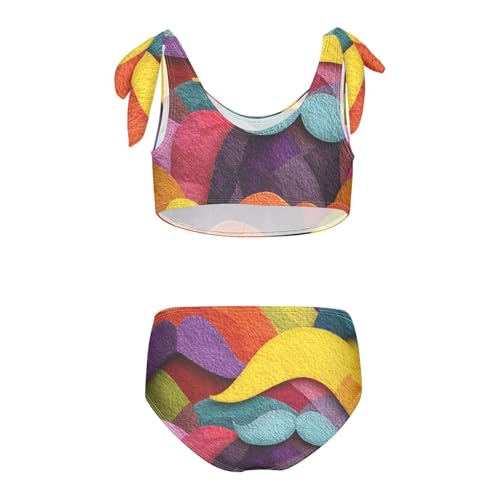 Art Decor Mustache Pattern Retro Happy Fathers Day Girls Two Piece Kids Bikini Set Beach Bathing Suit Swimwear2