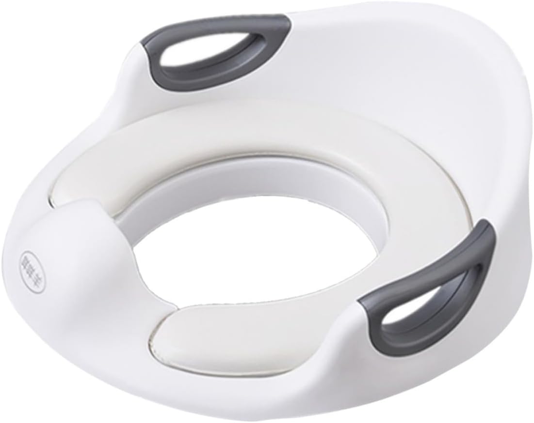 BESPORTBLE Large Toilet Trainer Seat with PU Material Double Handrail Design High Urine Barrier for Boys and Ages Easy to Clean White Toilet Training Seat
