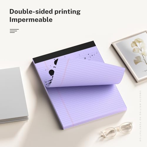 AILZFEI 300 Sheets Purple Legal Pads 8.5 x 11 College Ruled Paper 6-Pack Note Pad Narrow Ruled 50 Sheets per Notepad Perforated Writing Pad Durable Sturdy Back 8x11 Pads of Paper by AILZFEI - Image 4