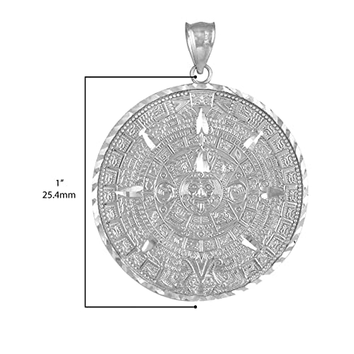 .925 Sterling Silver Round Aztec Mayan Calendar Charm Pendant - 25.4 Millimeters #TOP3