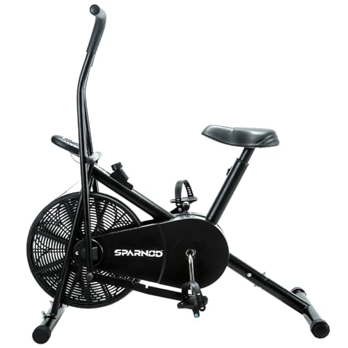 Sparnod Fitness SAB-06 Upright Air Bike Exercise Cycle for Home Gym - Adjustable Resistance, Height...
