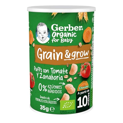 GERBER Organic Snack Trigo y Avena con Tomate, desde 12 meses, Lata de 35g