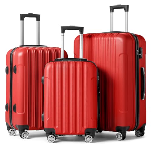 Karl Home LS2107 Luggage Set Of 3 Hardside Carry On Suitcase Sets With Spinner Wheels & Tsa Lock, Portable Lightweight Abs Luggages cover