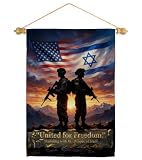 USA Israel Stand with Iranian Flag Wood Dowel Set Pole Wall Decor Home Military Decorations Veteran Gift Armed Forces American Patriotic Israeli Yard Sign Yellow Ribbon Tapestry Deployed Poster Iran