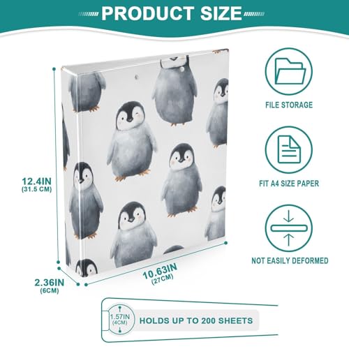 Image of Black Penguin 3 Ring Binder with 2 Interior Pockets 1.5 inch Binders 3 Ring Heavy Duty Fit 8.5 inch x 11 inch Letter Size for Office School, 2 Pack