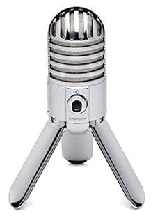Samson Meteor Mic - Portable USB Studio Quality Condenser Microphone - High Performance, General Purpose/Podcast/Gaming/Music Recording Microphone, 16-bit, 44.1/48kHz resolution, Silver Chrome
