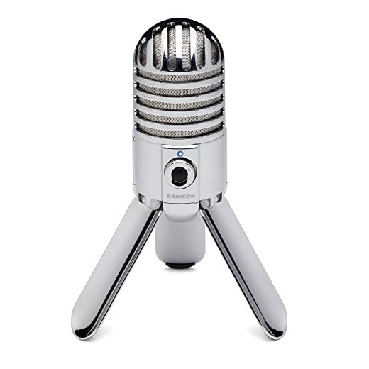 SAMSON Meteor Mic - Portable USB Studio Quality Condenser Microphone - High Performance, General Purpose/Podcast/Gaming/Music Recording Microphone, 16-bit, 44.1/48kHz Resolution, Silver Chrome