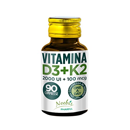 Vitamina D3 K2-90 Compresse Fornitura per 3 Mesi - Vitamin D3 2000 UI + 100 µg Vitamina K Supporto per Ossa Denti Muscoli Articolazioni Sistema Immunitario - Vit D3 e Vitamina K2 Menachinone MK7