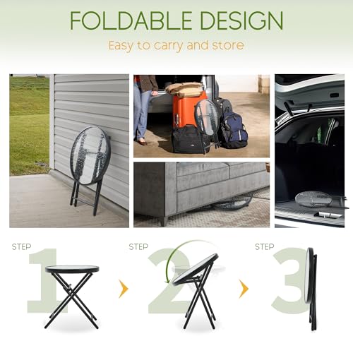 image for Villeston Folding Outdoor Side Table -Patio End Bistro Tables Portable