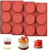 3 Pack Chocolate Cookie Mold, 6-Cavity Round Silicone Baking Molds for Candy Mini Soap, Cake Bread Cupcake Cheesecake Muffin and Jello