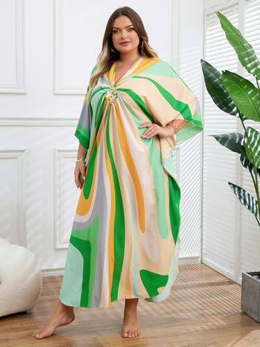 Image of Kaftan Dress for Women - Plus Size Caftan Maxi Beach Dress Moo Moos Loungewear, Swimsuit Cover Up for Beach, Pool or Vacation