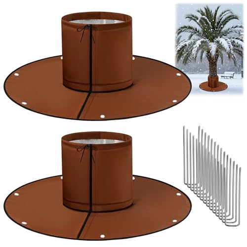 Detachable Palm Tree Root Protector, Winter Tree Root Frost Covers with Ground Nails, 3 Layers...