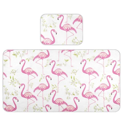 Takiito Flamingos Flowers Baby Cooling Mattress Pad, Soft & Breathable Cooling Mat Keep Baby Cool in Summer 28x52 in, Nursery Essential
