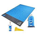 wasserdichte Picknickdecken 1.4 X 2M Leichte Campingmatte with wasserdichte handyhülle schwimmende Schnell trocknende Sanddichte Stranddecke mit Tasche Outdoor Waschbarer Picknickteppich Blue