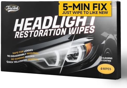 toretark Headlight Restoration Kit Wipes, 5-Min Fix, Restoring to Like-New Condition, Safe for OEM Lens, Headlight Restoration Wipes & Cleaning Wipes, Headlight Cleaner and Restorer Kit