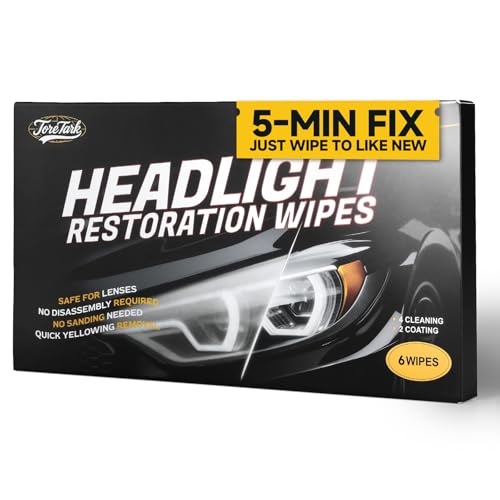 toretark Headlight Restoration Kit Wipes, 5-Min Fix, Restoring to Like-New
