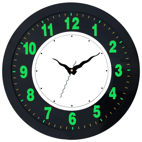 Image of Elica Round Analog Wall Clock with LED Back Light (Green)