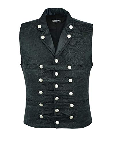 Men's Victorian Steampunk Captain Vest Black Brocade Waistcoat Gentleman Vest2