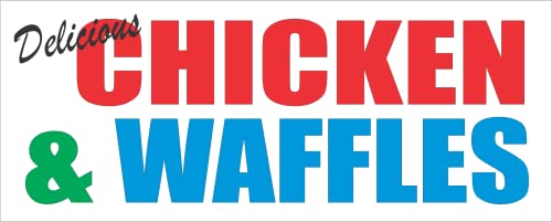 Delicious Chicken and Waffles Banner Sign 2X5 for Restaurant Stand or Food Truck
