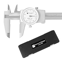 Brown & Sharpe 6-Inch Dial Caliper Precision Stainless Steel Measuring Tool, White Dial, 0.001" Resolution, Hardened Construction, Shockproof Movement