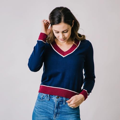 Image of Hope & Henry Women's Long Sleeve Fine Gauge V-Neck Sweater