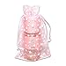 100-Pack 4x6 in Sheer Organza Gift Bags with Drawstring (Medium) - Metallic Stars (Pink/White) - for Wedding Party Favors, Jewelry, Candy, Treats Mesh Pouch by The Display Guys