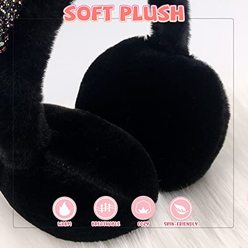 Xiaohawang Winter Earmuffs For Kids Girl Warm Ear Muffs Baby Boy Plush Padded Ear Warmer (C-Black) #TOP1