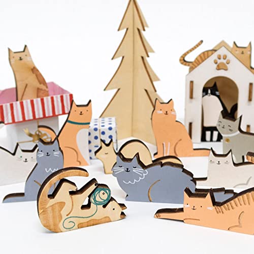 Yhnji Cat Advent Calendar Suitcase, Cute Animal Wood-Land Advent Calendar Christmas Holiday Calendar Xmas Surprise Gift For Kids Family And Friends #TOP2