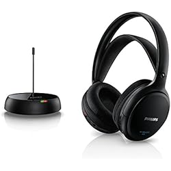 Auriculares Sin Diadema Philips SHC5200 Auriculares TV Inalámbricos, Supraaurales HiFi (Altavoz 32 mm, Transmisión Inalámbrica por FM, Banda Interior Auto-Ajustable, Completamente Recargable) Negro