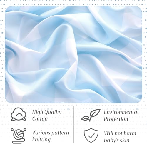 Image of Peryiter 2 Pack Blue Gingham Crib Sheets for Boys Coquette Bed Sheet Set Fitted 52'' x 28 inch for Standard Crib Mattress Stretchable Soft Toddler Aesthetic Nursery Decor