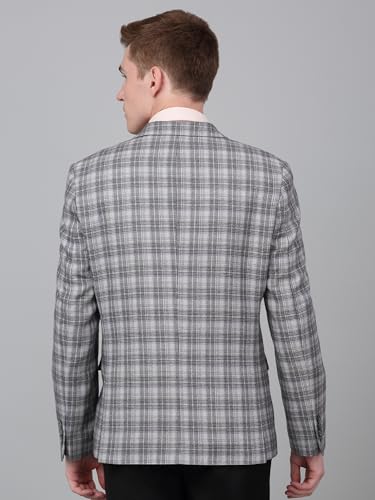Image of Cantabil Checkered Full Sleeves Notch Lapel Formal Blazer for Men | Formal Blazer for Men | Men Blazer for Formal (P MBZF00166)