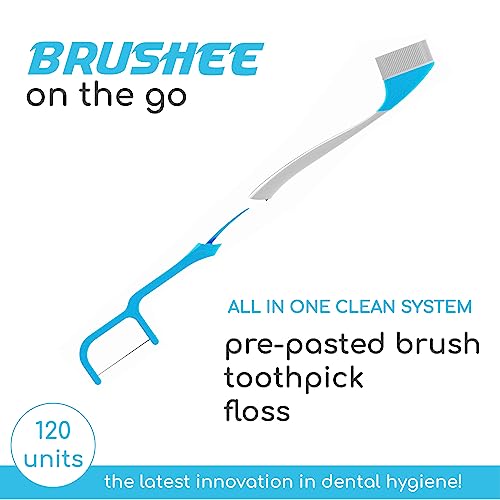 Brushee the evolution of oral care | 3-in-1 werkzeug (pre-pasted mini-brush + fließt + auswahl) | einzeln verpackt | einweg | vorpastiertes reisen zahnbürsten | kleiner erwachsene - (120-pack) – Bild 4