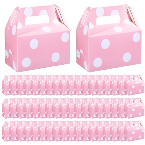 TecUnite 50 Pcs Large Pink Polka Dot Candy Boxes for Party by TecUnite - Used condition - US$18.80