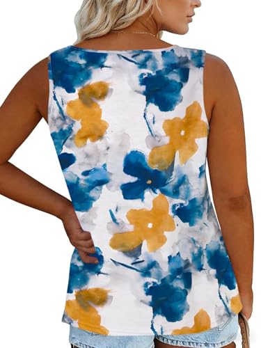 Image of Womens Plus Size Tank Tops Summer Button Down Henley Shirts Sleeveless Tops