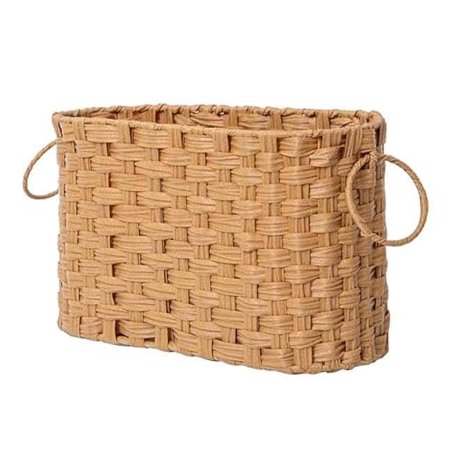 Storage Basket, Hand Woven Storage Basket with Handles, Blanket Basket for Toy, Organizing, Shelves, Bedroom, Living room, 1 Pack