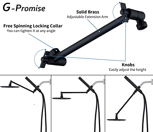 Image of G-promise All Metal Dual Shower Head Combo | 8 inch Rainfall Shower Head, Handheld Shower Wand | Smooth 3-way Diverter | with Adjustable Extender - An Upgrade of Shower Experience (Matte Black)