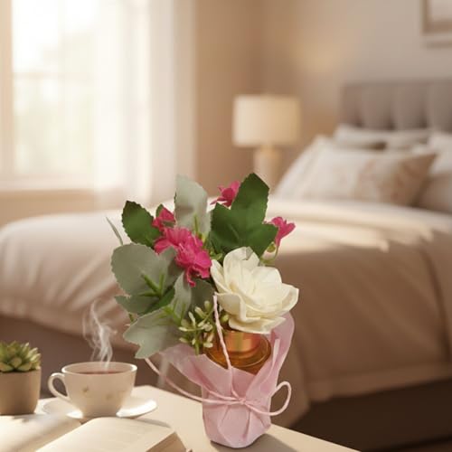 Image of French Vanilla Flower Diffuser with Artificial Flower Bouquet | Long Lasting Home Fragrance | Decorative Flowers for Living Room, Bedroom & Office | Premium Gift for Housewarming & Occasions