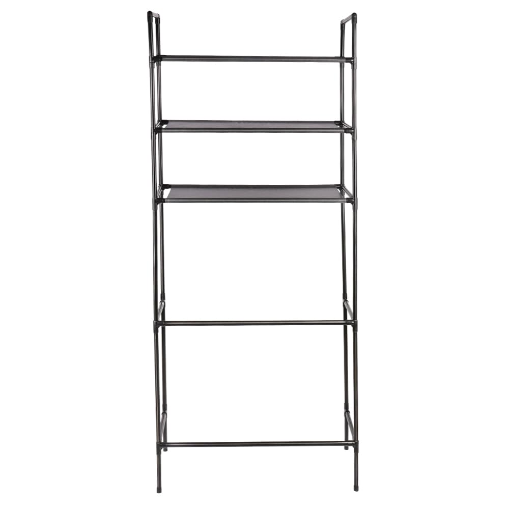 HUOLE Étagère pour Machine à Laver à 3 Niveaux, Étagère Métallique Économie d'espace pour Toilettes et buanderie, Multifonction, Solide et réglable, 72 x 25 x 155 cm - Noir
