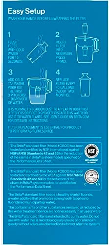 Brita Standard Water Filter Replacements for Pitchers and Dispensers, Lasts 2 Months, Reduces Chlorine Taste and Odor, 3 Count