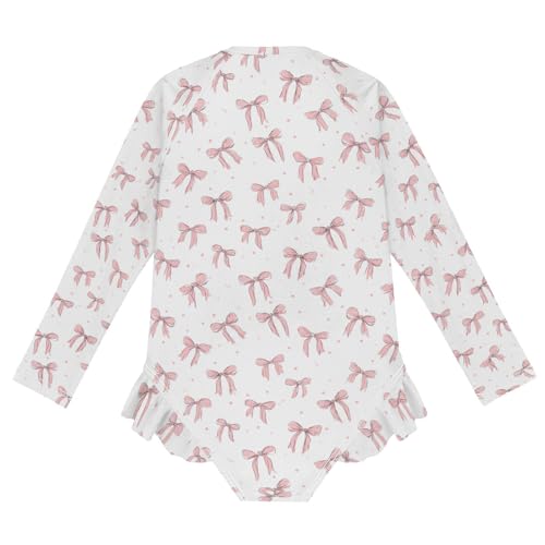 Aslsiy Girls Swimsuits Toddler Long Sleeve Swimwear Kids Ruffled Zipper Bathing Suit UPF 50+ Bikini 3-12 Years4